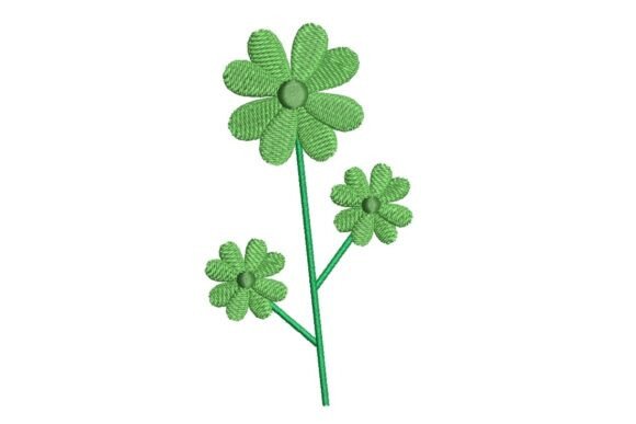 Trio of Green Daisy Flowers Embroidery Design Review